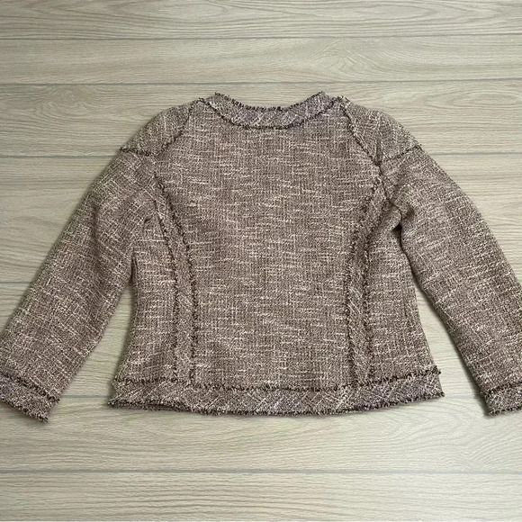 Banana Republic Tweed Fringe Trim Zip Blazer Career Jacket Women’s size 8 - Picture 13 of 13